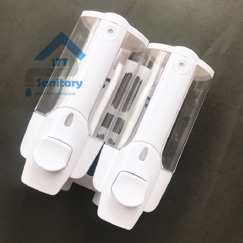 Tempat sabun cair double Murah PUTIH 380ml x 2 tabung - dispenser soap sabun cair  shampo sanitizer cuci tangan wastafel murah