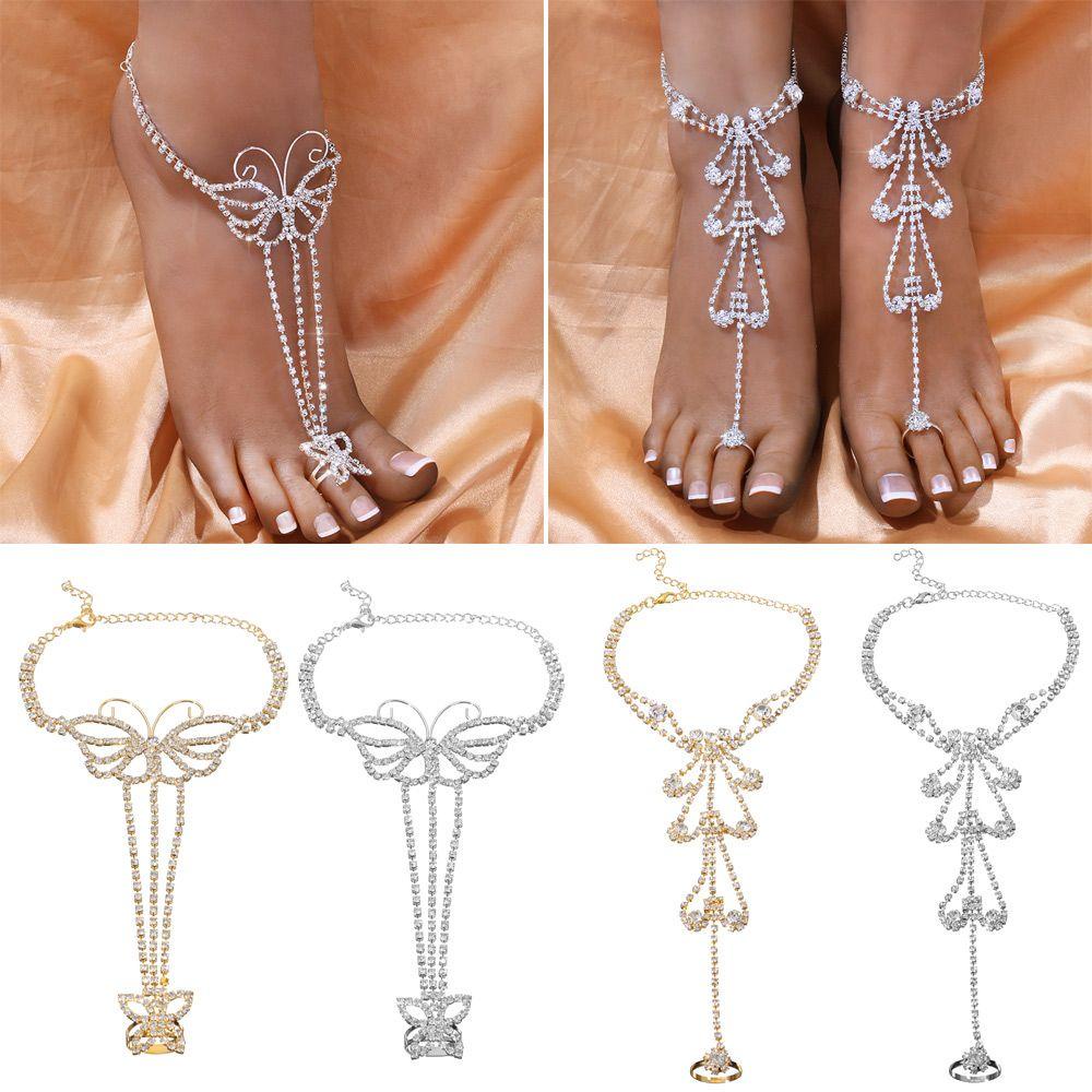 TOP Gelang Kaki Sandal Pengantin Perhiasan Kristal