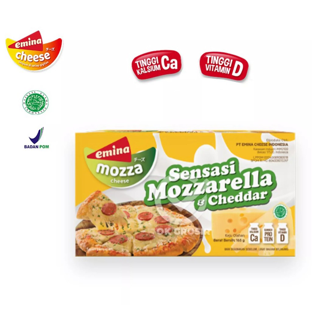 

Emina Cheese Mozza 165gr Keju Mozzarella & Cheddar