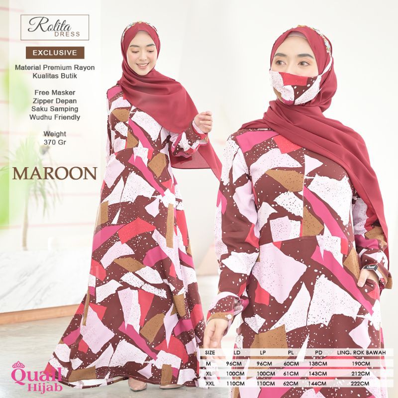 Baju Gamis Wanita Terbaru Murah Syari Quail ROLITA