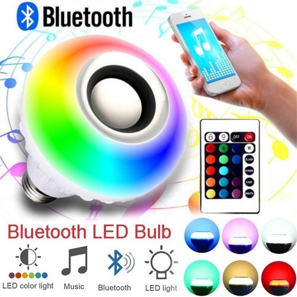 Speaker Wireless Bluetooth With Lampu Tidur LED RGBW E27 12W RGBW E27 Smart LED Music Light Bulb