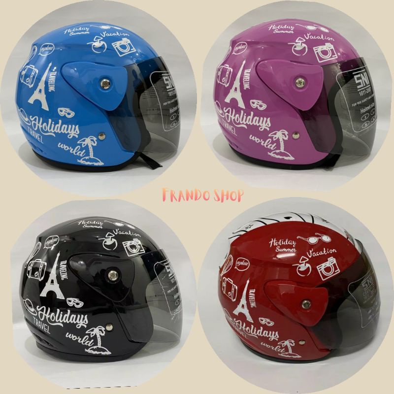 Helm Motor Evo Traveling Holidays Half Face Nouvo Helm Dewasa SNI