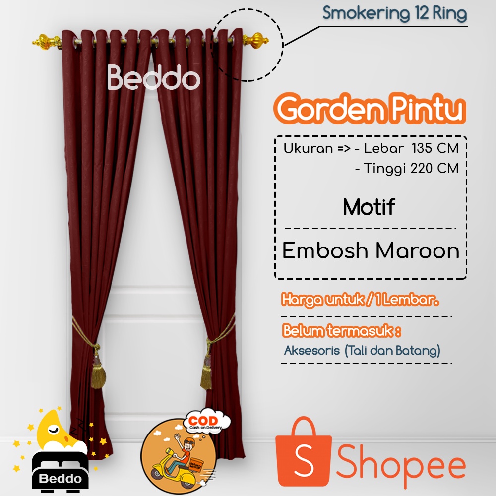 PROMO MURAH BEST SELLER GORDEN PINTU DAN JENDELA MAROON | 12 LUBANG SMOKRING POLOS EMBOSS DAN CORAK