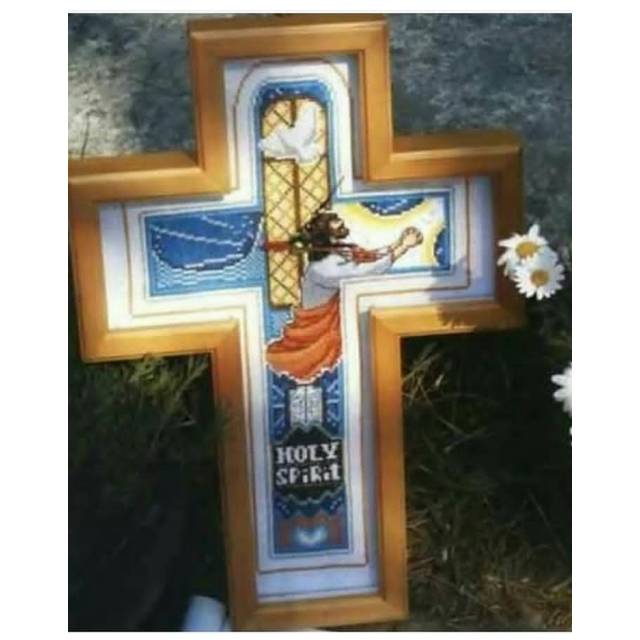 Paket kristik salib Yesus berdoa dan burung merpati Roh kudus cross stitch 14ct