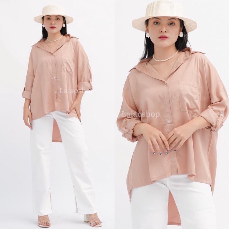 Kanza Oversize Basic Shirt ( Premium Twill rayon ) Kemeja Polos Oversize Premium adem lembut office kuliah