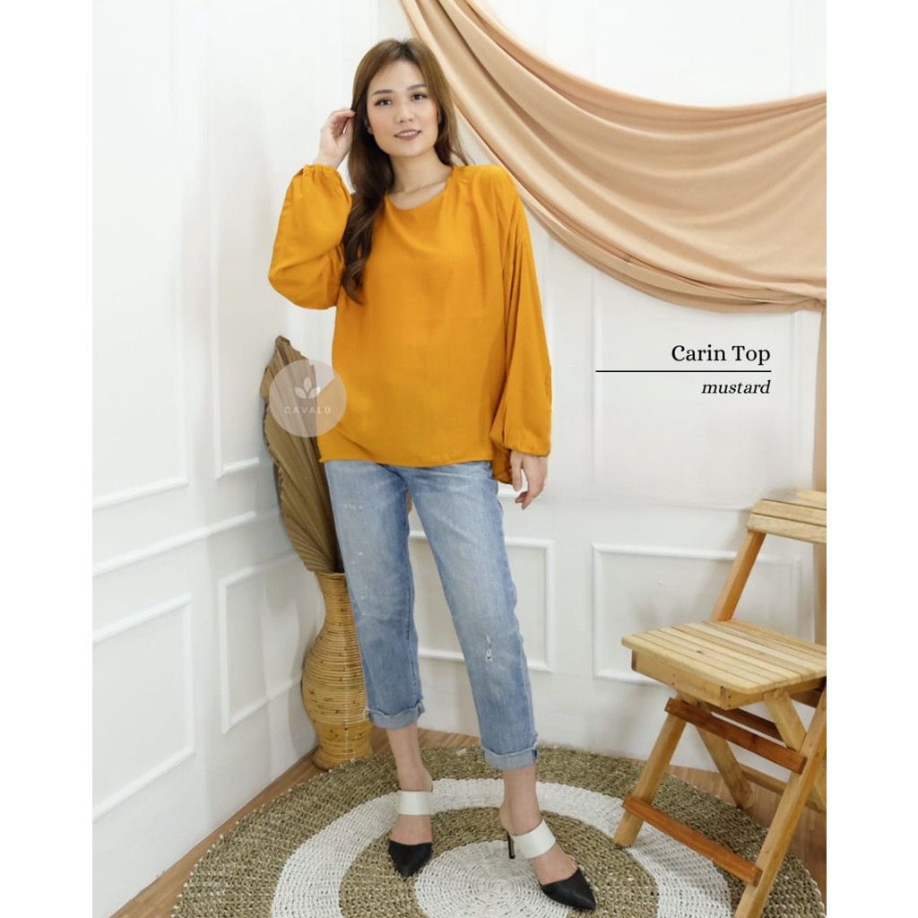 Atasan Blouse Wanita Tangan Panjang CAVALU  Carin TOP - KMJ 004