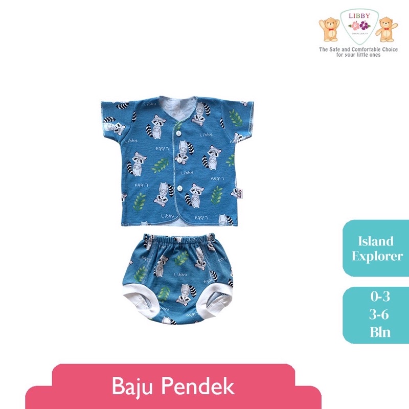 LIBBY (1 STEL) Stelan Baju Panjang &amp; Pendek Newborn/ 3-6 bulan Carnival Land (1 stel)