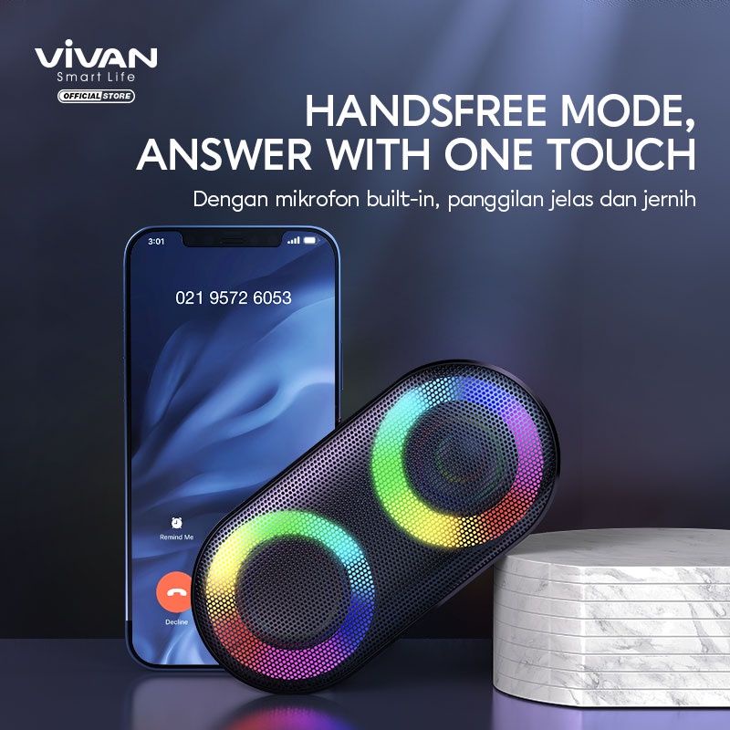 Vivan VS16 RGB Waterproof IPX6 Bluetooth Speaker