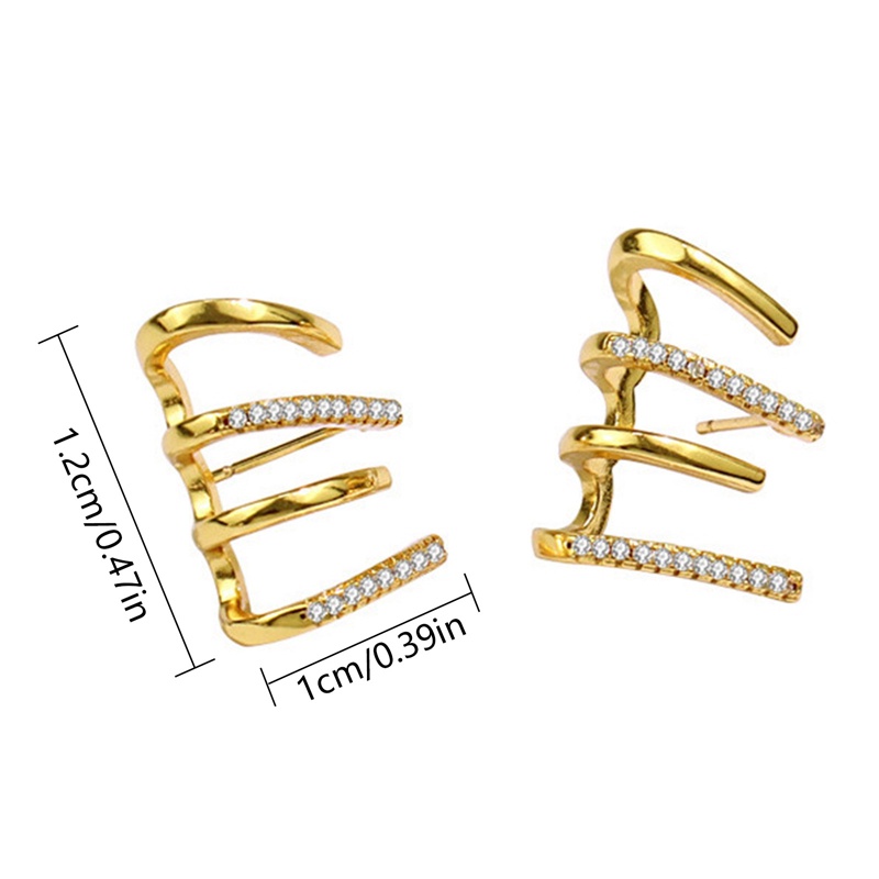 Anting Stud 4 Efek Kristal Bahan Stainless Steel Metal Gaya Korea Untuk Wanita