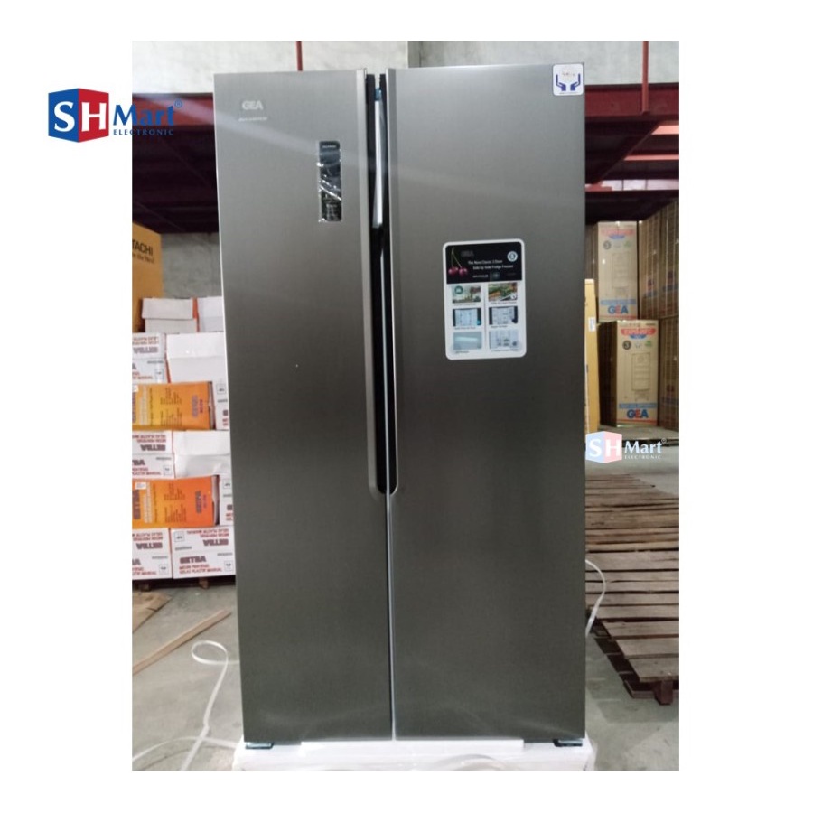 Jual KULKAS 2 PINTU SIDE BY SIDE GEA G2D-563 INOX INVERTER (SHMART)