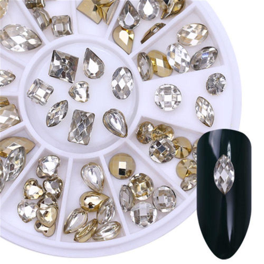 Wonder Nails Rhinestones Glitter Baru Kristal Emas Manikur Dekorasi