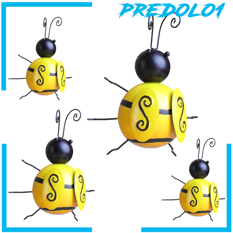 (Predolo1) 4pcs Ornamen Patung Lebah Bumble Bee Bahan Metal Untuk Dekorasi Taman