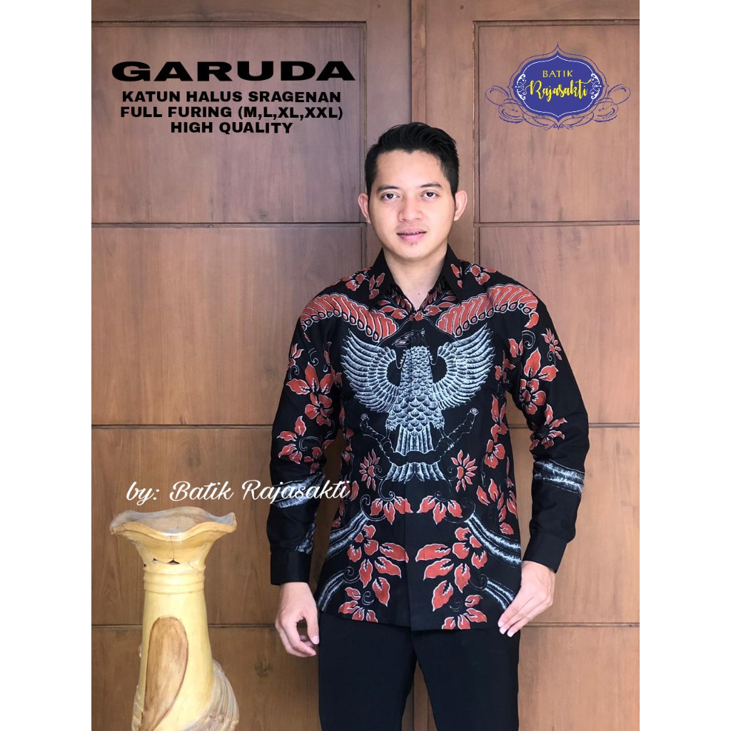 GARUDA RAJASAKTI KEMEJA BATIK SOLO PRIA LENGAN PANJANG LAPIS FURING ATASAN BATIK PREMIUM MODERN KATUN HALUS BAHUWIRYA  BANAMITRA BANAMITRA PUTIH BANGSAWAN BAYU PUTRA BERLIAN BIRU BHARATAYUDA BIMASENA BIRENDRA BIRU INDAH BRAHMAKERTA BRAHMAKERTA MERAH