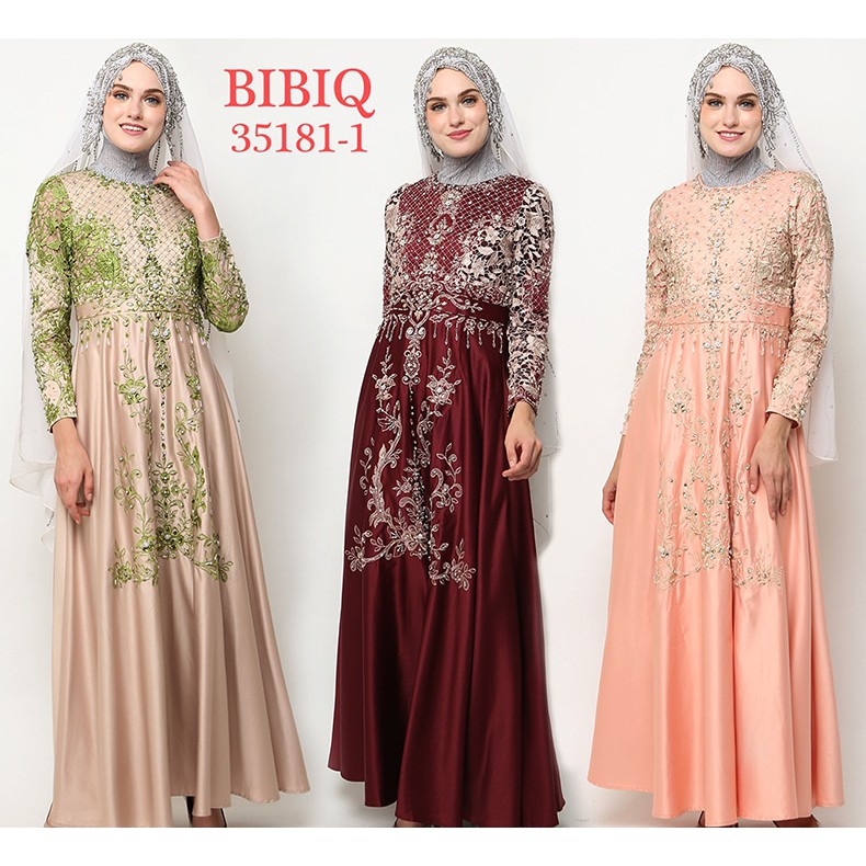 BIBIQ 35181-1 BIBIQ Fashion Maxidress Gamis Pesta Baju Muslim Mewah BIBIQ Terbaru