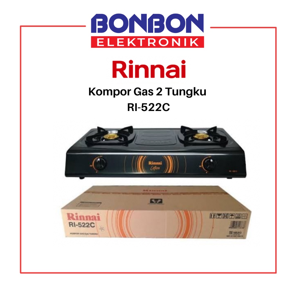 Rinnai Kompor Gas 2 Tungku RI-522C / RI 522 C / RI522C Ceflon