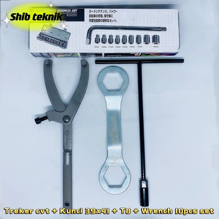 Tracker Cvt Motor Matic + Kunci 39 41 Tipis + T8 + Shock Set