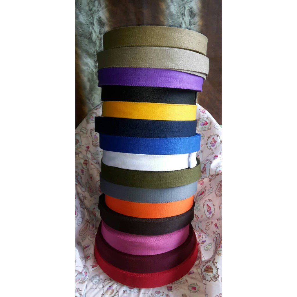 tali tas polyester HALUS TEBAL 3,8 cm per roll 13 meter banyak warna