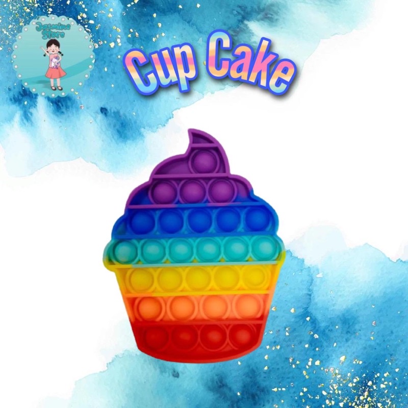 Ready Pop It Rainbow Murah/Fidget Pop It Rainbow Free Kelereng/Free Bonus-Cup cake