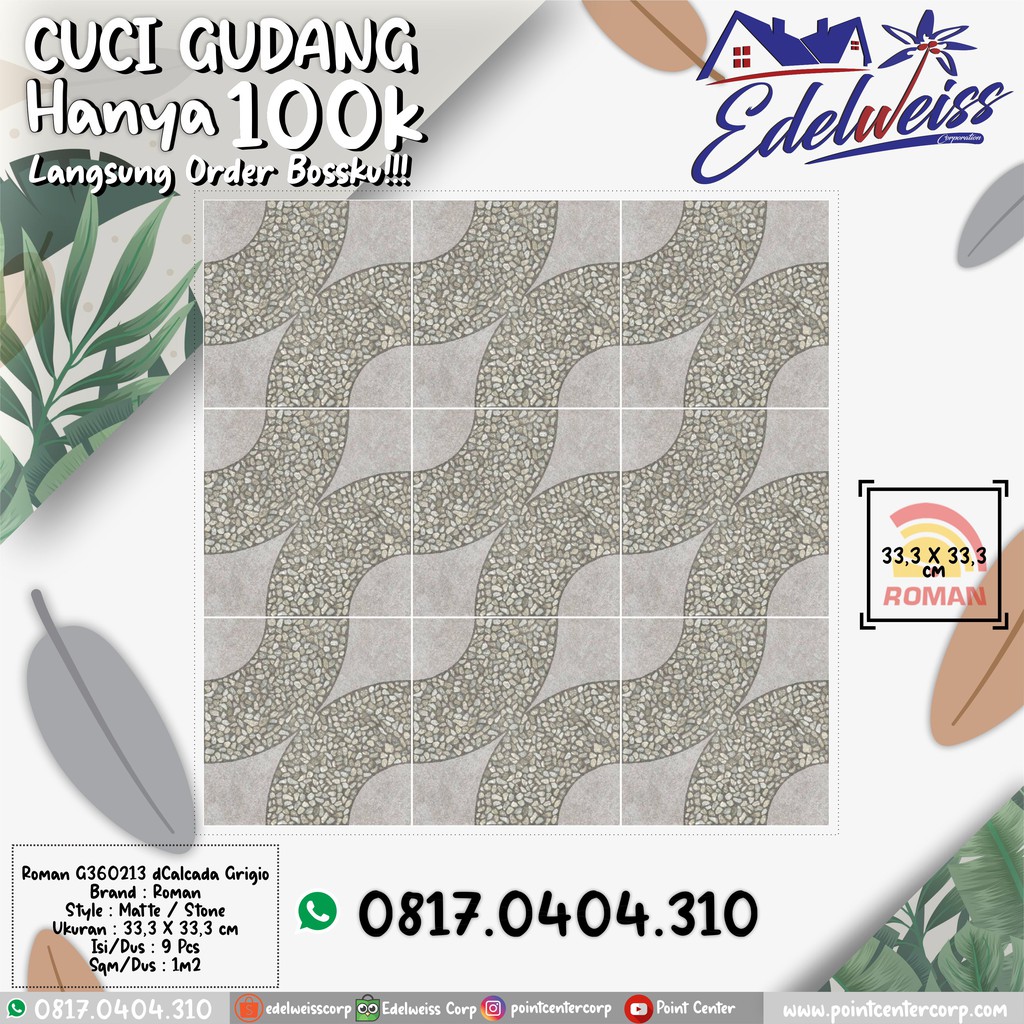 TERBAIK ROMAN KERAMIK 33,3 X 33,3 G360213 DCALCADA GRIGIO