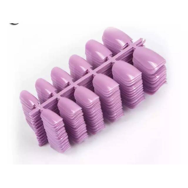 Kuku Palsu Fake Nails 12pcs Short Round Warna Light Purple