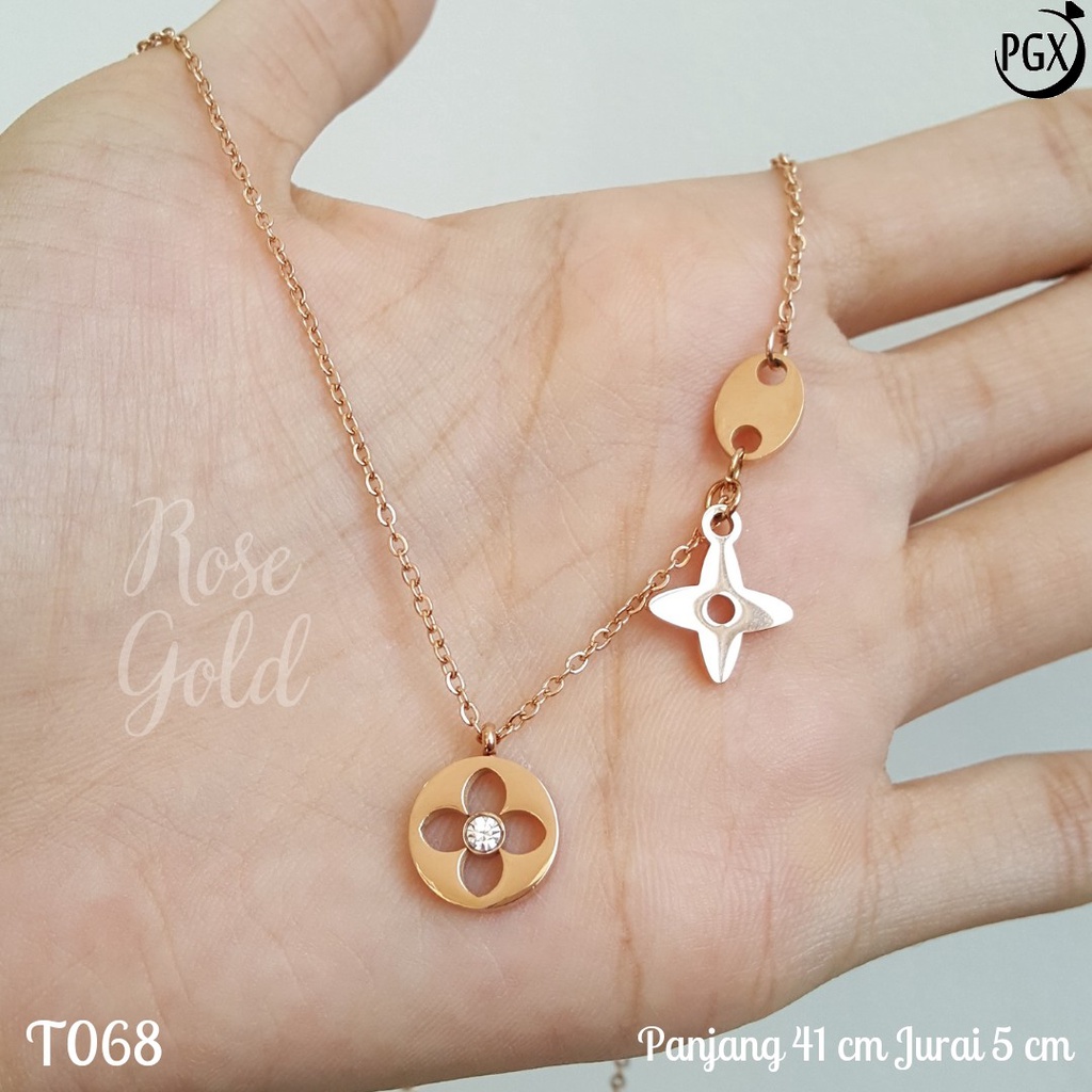 PGX Kalung Titanium Wanita Anti Karat Aksesoris Fashion Perhiasan Premium - T068