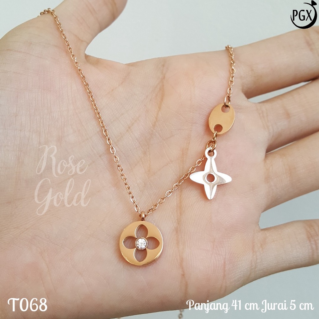 PGX Kalung Titanium Wanita Anti Karat Aksesoris Fashion Perhiasan Premium - T068