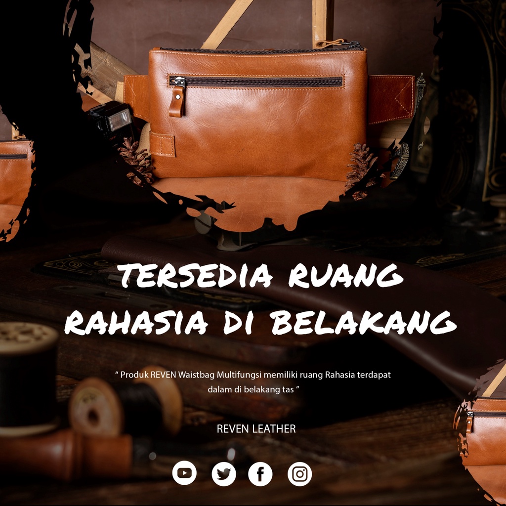 Tas Kulit Branded Waistbag Bahu Selempang Multifungsi SlingBag Fashion Pria Cowok Kulit Asli Premium