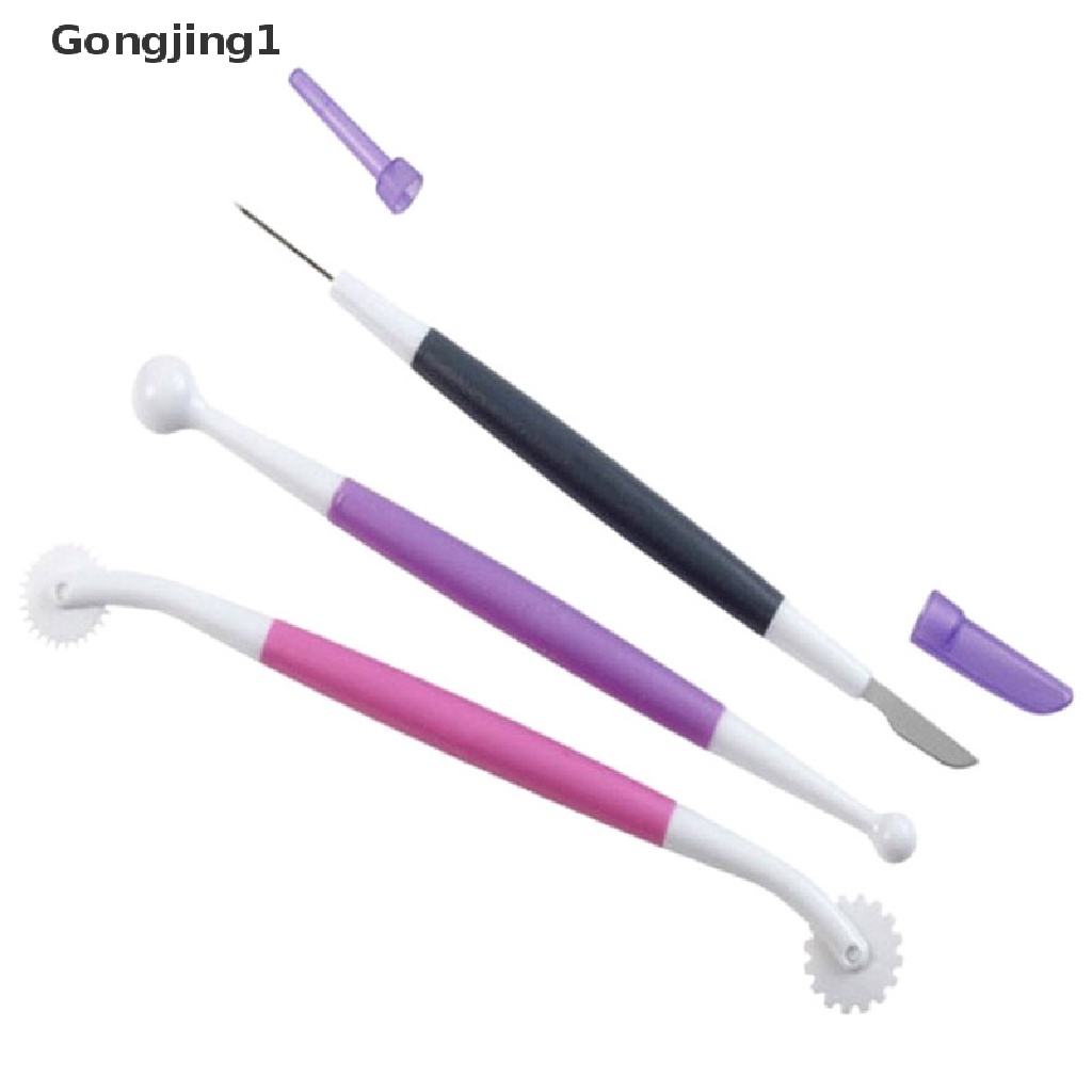 Gongjing1 3pcs / set Pen Cutter Fondant Dekorasi Kue Bentuk Bunga