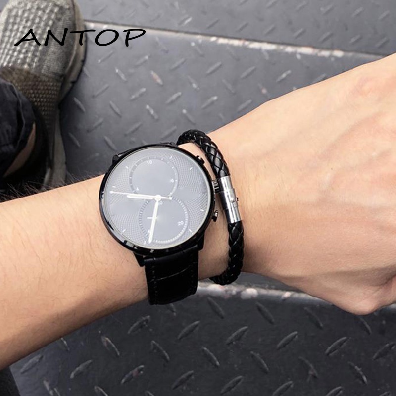 Fashion Tenunan Tali Kulit Gelang Magnetic Buckle Bangle Unisex Perhiasan Pasangan ANTOP