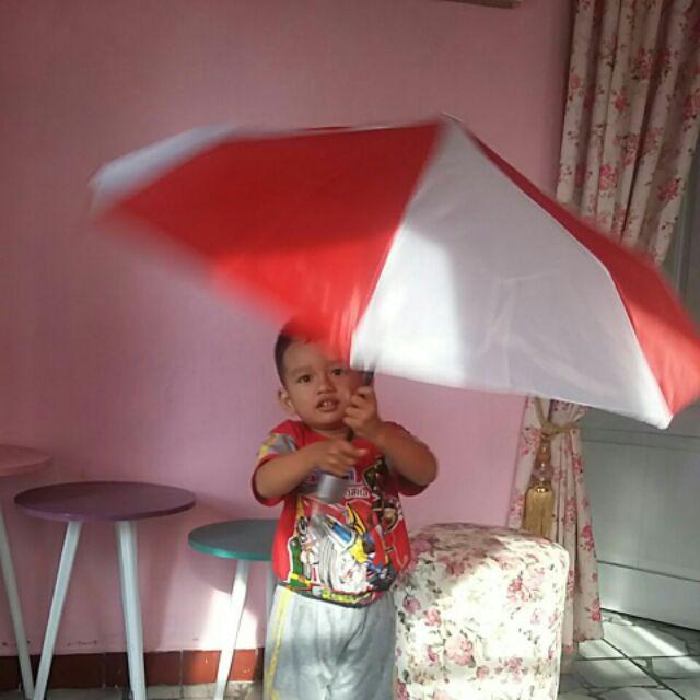 Payung Lipat 3 Merah Putih Kombinasi Bicolor /  Hut Ri / 17 Agustus / 17an