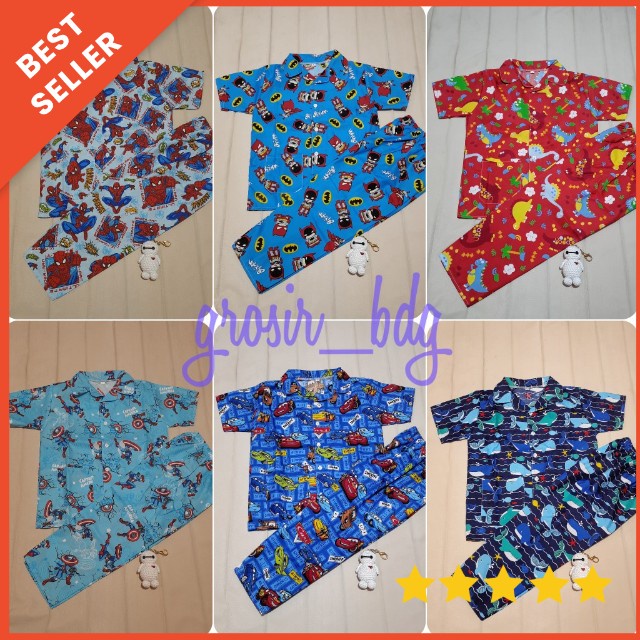 Setelan baju tidur anak piyama anak S 2-3 tahun laki-laki &amp; perempuan