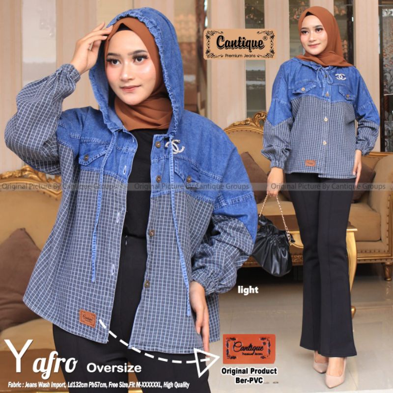 YAFRO OVERSIZE BY CANTIQUE (JAKET JEANS MUSLIMAH MOTIF) ORI