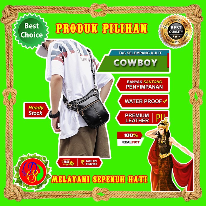 Tas Selempang Kulit Fashion Pria - Tas Pinggang Original Premium Model Unik Multifungsi Jalan Kerja