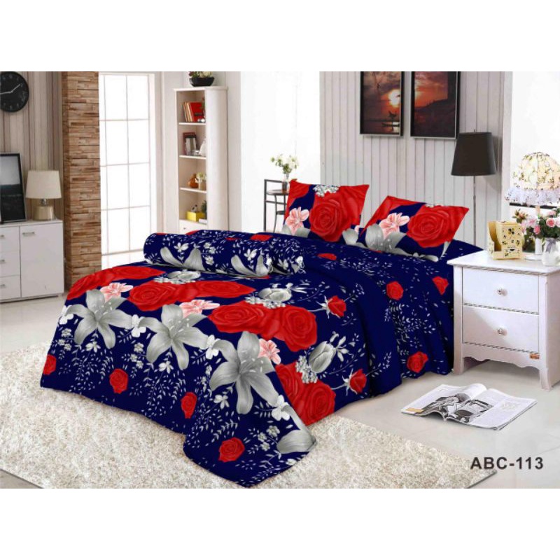 SPREI ROSE BLUE MURAH UKURAN 180X200 DENGAN 2 SARUNG BANTAL 1 SARUNG GULING TERMURAH