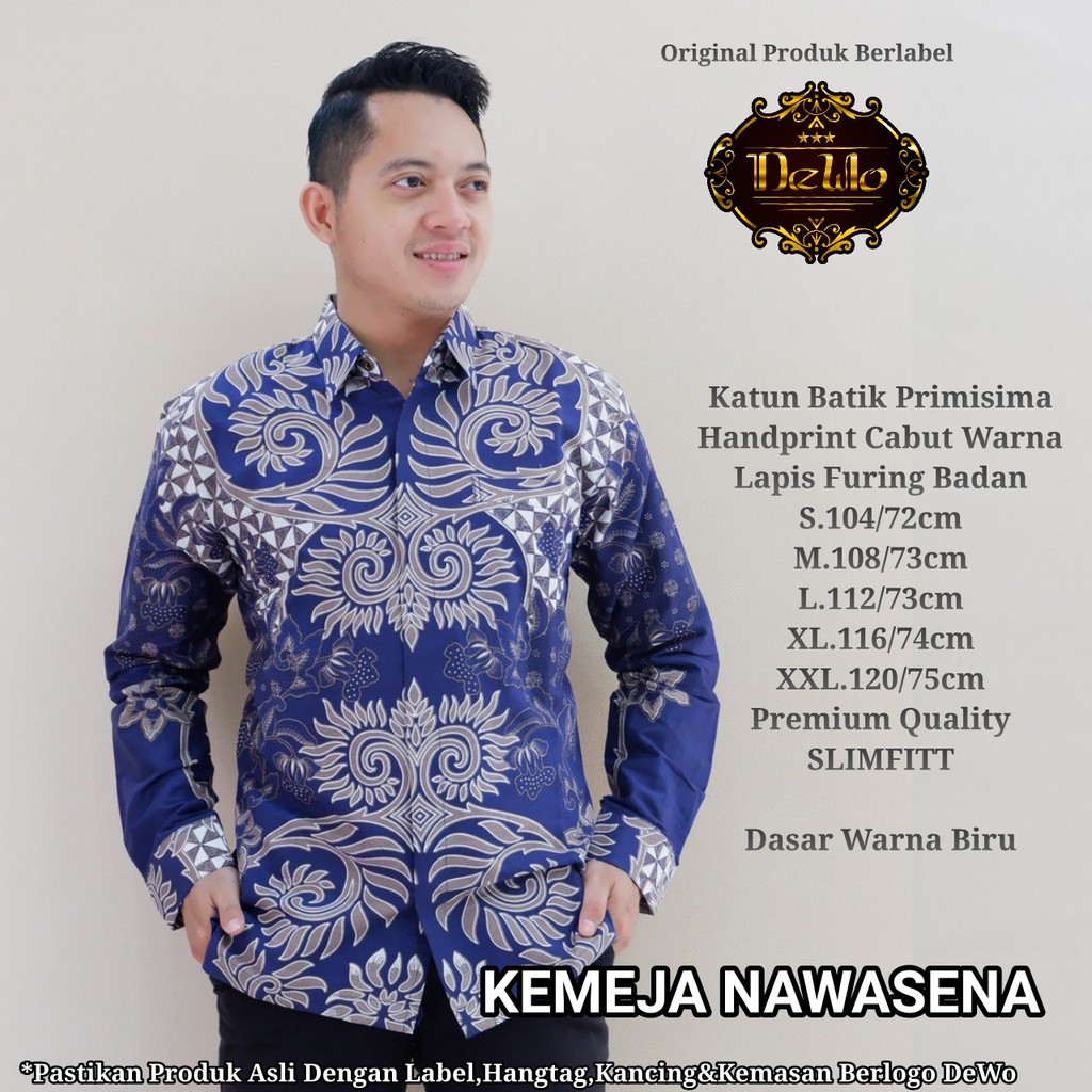 Atasan Kemeja Baju Batik Pria Lengan Panjang PREMIUM Modern LAPIS FURING NAWASENA DEWO