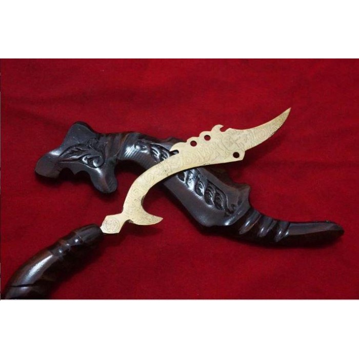 (BISA COD) Kujang Kuningan Ukir Macan Ukuran kecil Kayu rasamala