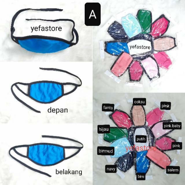 MASKER KAIN 3 LAPIS POLOS TALI HIJAB TEBAL | 1 LUSIN | EARLOOP HEADLOOP MURAH B