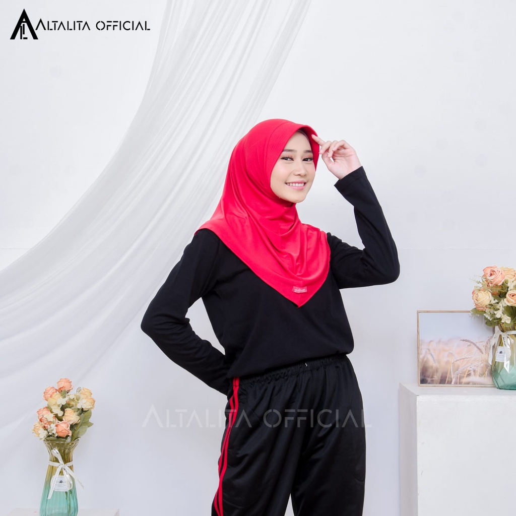 Altalita - Hijab Bergo Sport Instan pet Bahan Jersey Spandek Premium Polos Cocok Untuk Sekolah Olahraga dan Sehari-Hari