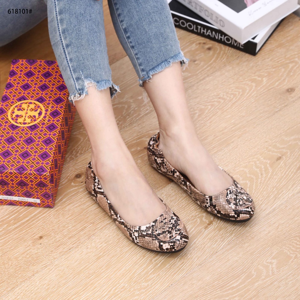 TB Minnie Snakeskin Ballet Flat Shoes Z618101