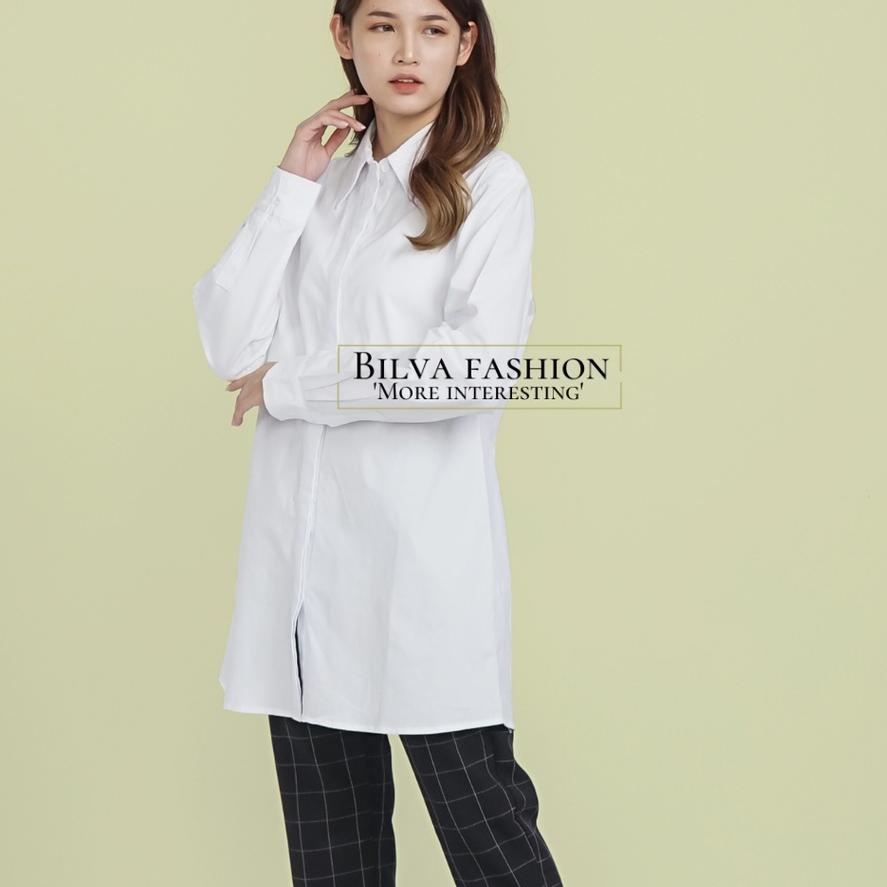 ✥ Kemeja Tunik Putih H&M / Atasan Polos Wanita Lengan Panjang Premium / Kemeja Tunik H&M Putih Polos