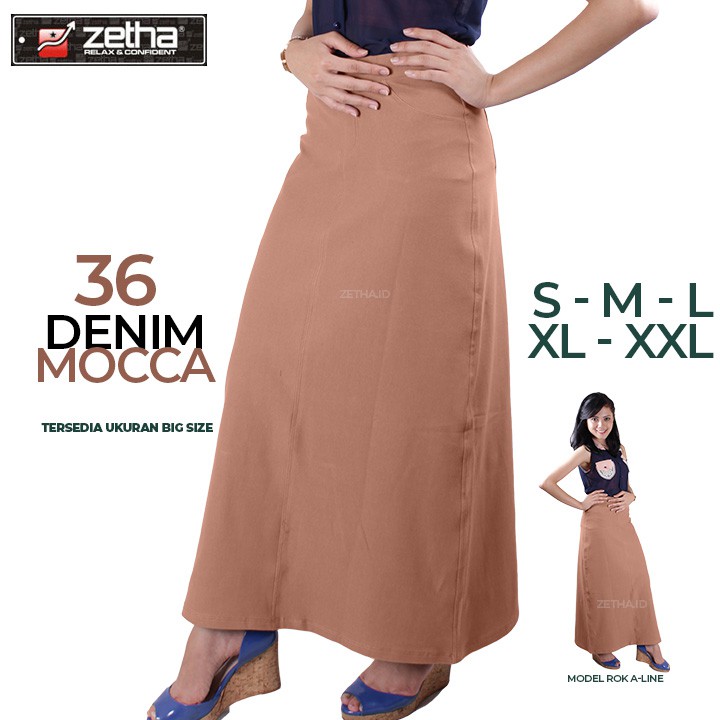 Rok Zetha lineA Warna Denim Mocca