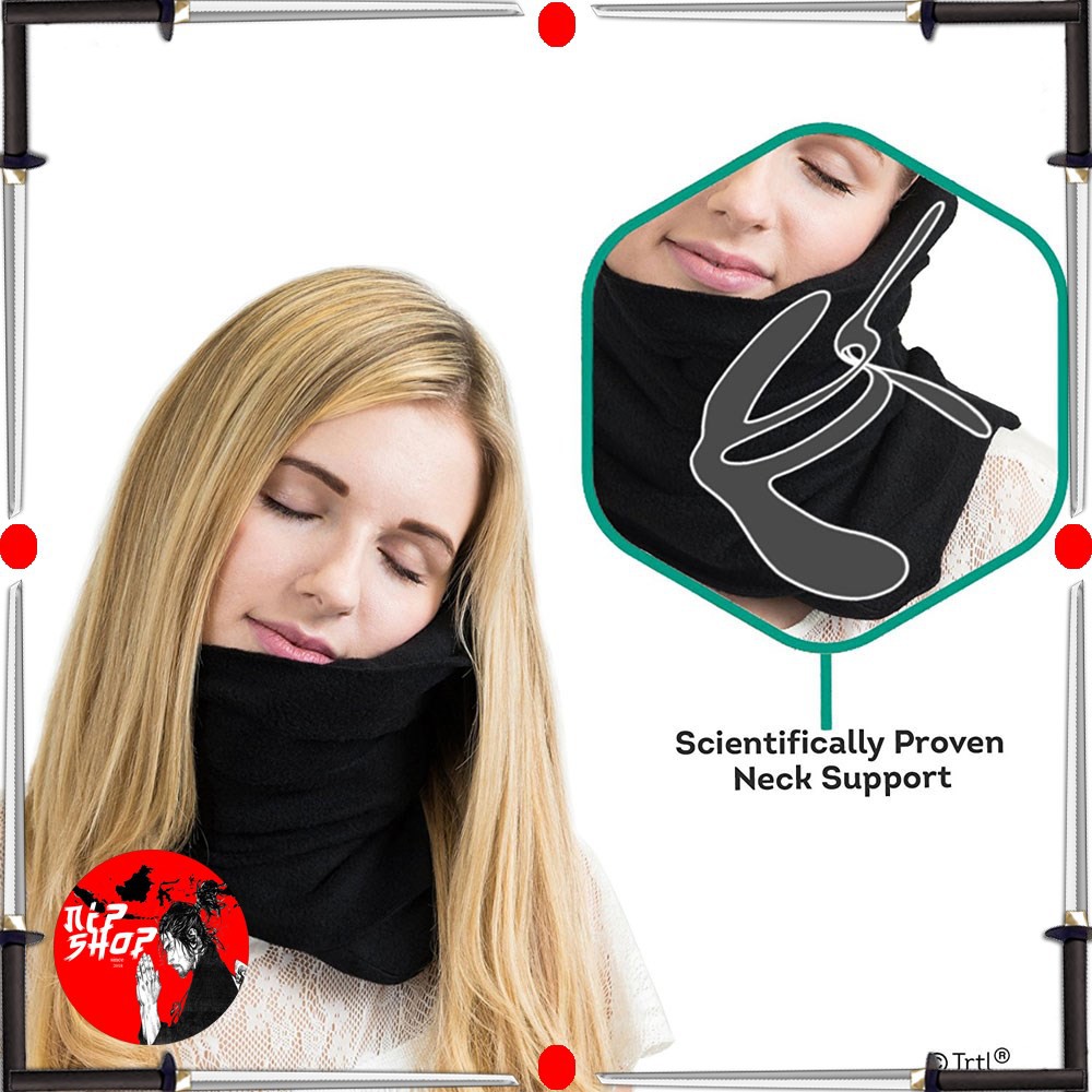 Bantal Selimut Leher Travel Pillow Unisex- Black