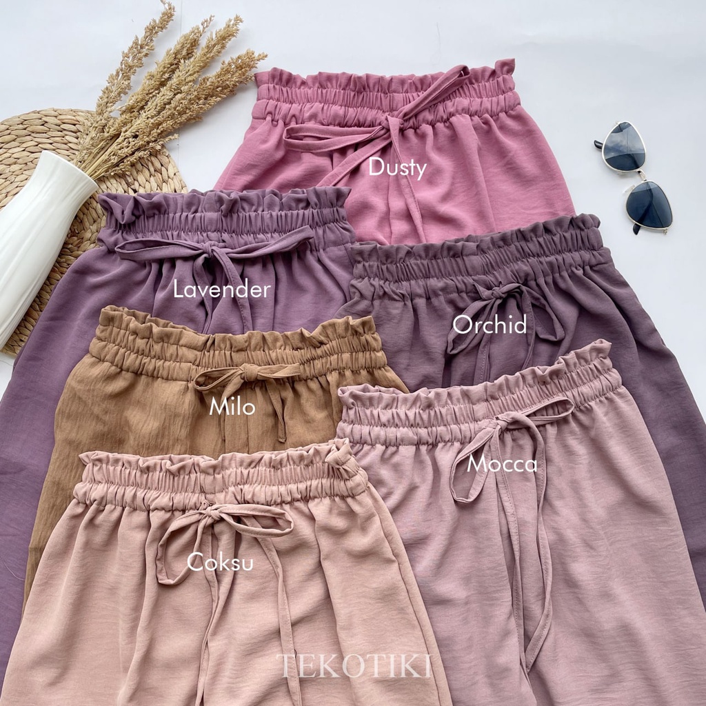 Celana Kulot Wanita Crinkle Premium Kulot Airflow Kulot Ruby Banyak Pilihan Warna Hitam Army Olive Broken White Maroon Dusty Orchid Lavender Milo Mocca Coksu