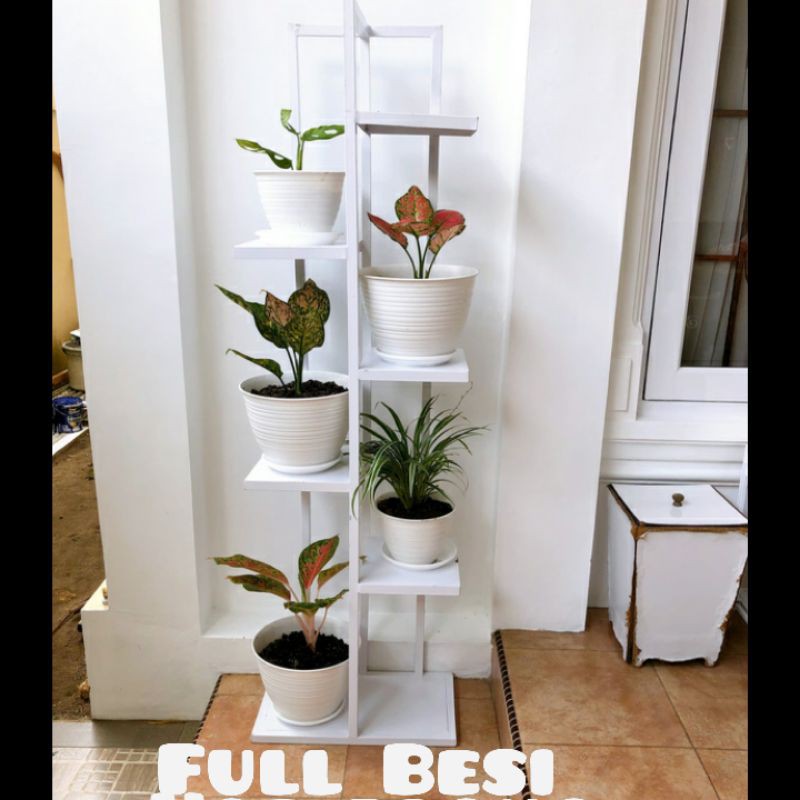 Rak pot bunga ,Rak standing vas bunga,Rak besi pot bunga putih