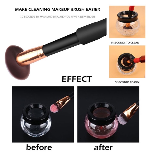 Pembersih Kuas Makeup Elektrik Brush Cleaner &amp; Dryer Washing Tool - Black