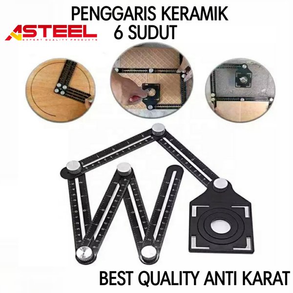 

ASTEEL Penggaris keramik serbaguna lipat 6 sudut siku anti karat bahan alumunium alloy berkualitas