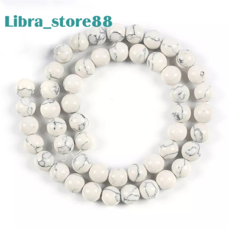 Bahan  Gelang Batu Howlite Batu Phirus White