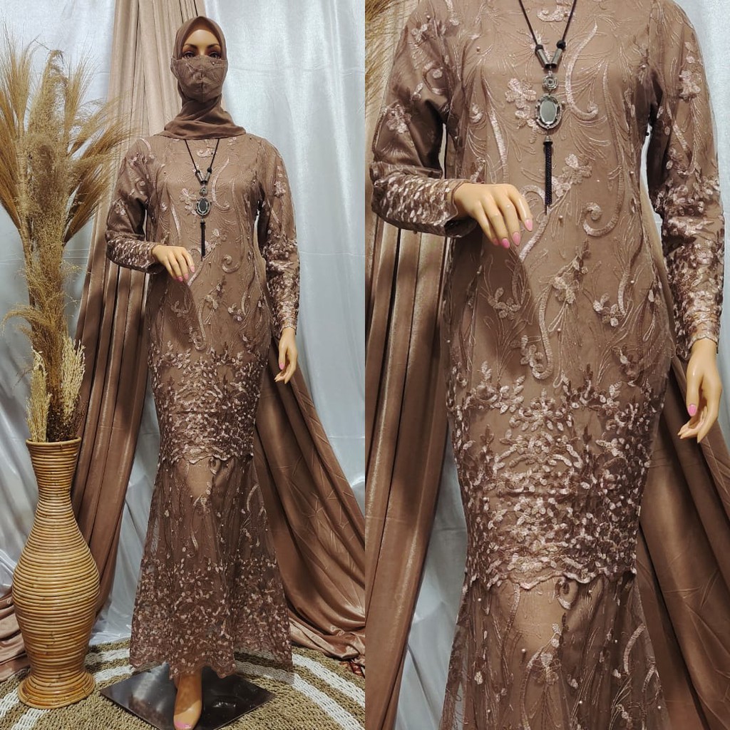 Gamis Pesta Mewah Warna Mocca / Kebaya Seragam / Kebaya Gamis / Kebaya Bridesmaid / Kebaya Modern