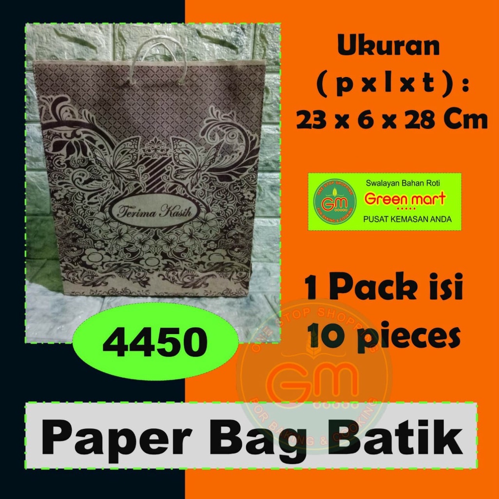 Tas Kertas Paper Bag Untuk Goodie Bag Tas Souvenir Belanja Hadiah Motif Batik Ukuran 23x6x28 cm 1 Pa