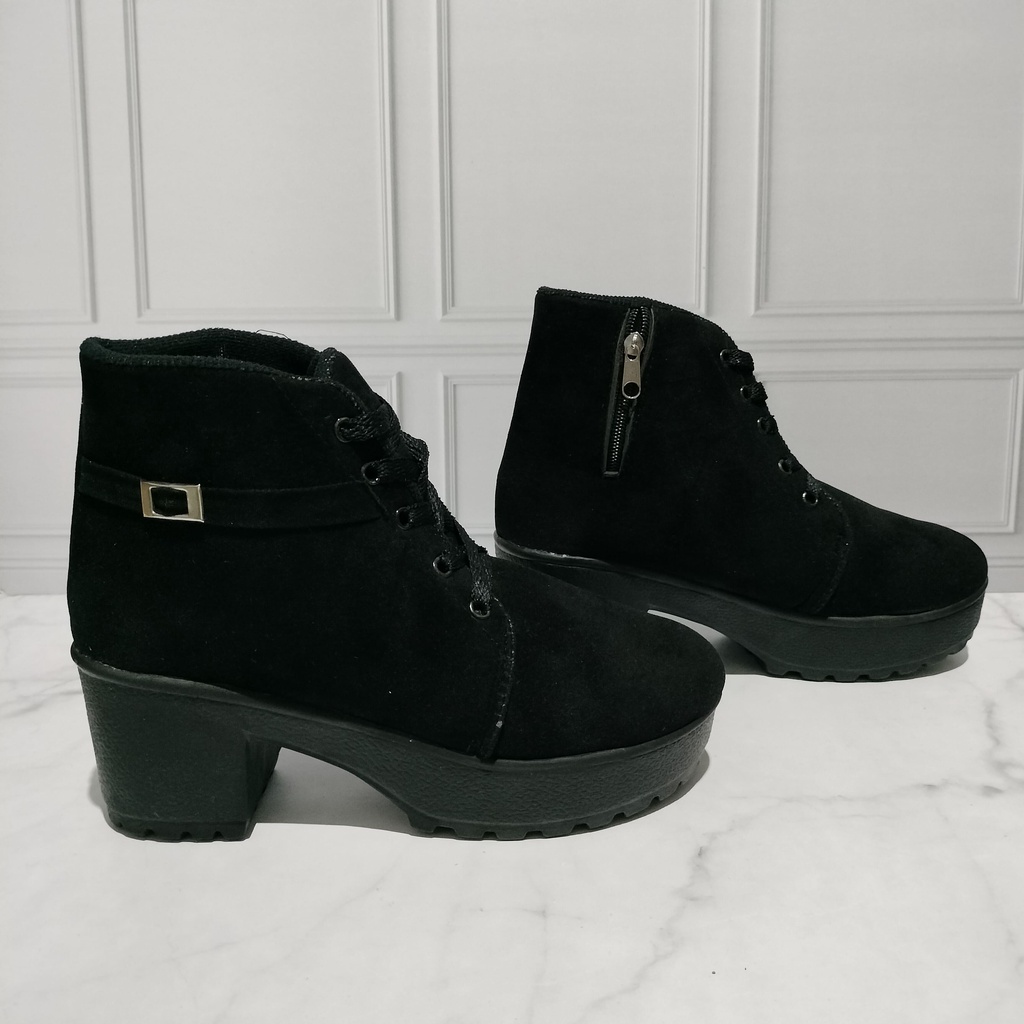 Jual Sepatu Buts Boots Booth Bood Hitam Hak Hiils Tinggi Korean Style